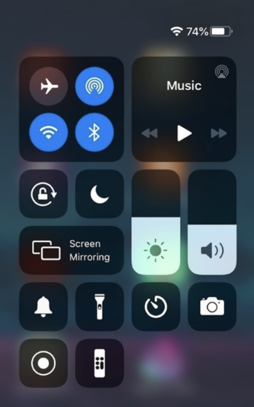 iOS Control Panel